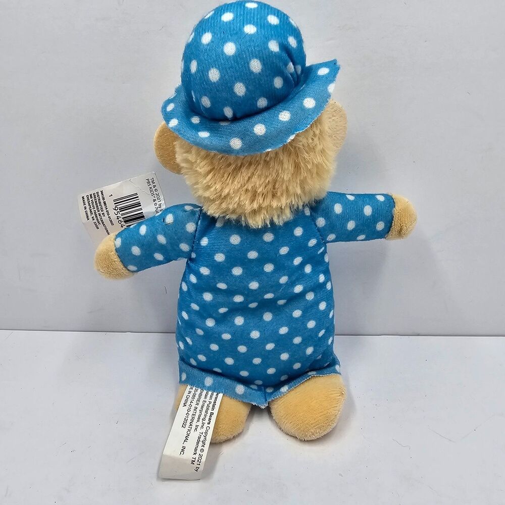 Berenstain Bears Sister Bear Plush Blue Polka Dot Nightgown Nightcap NWT Tag 9" - Picture 4 of 9